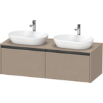 Duravit Ketho 2 wastafelonderbouwkast incl. consoleplaat met 2 laden voor dubbele waskommen 140x55x45.9cm met handgrepen antraciet Linnen mat SW772389