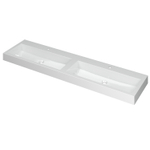 INK Momento wastafel - 180x45x9cm - 2 wasbakken - 2 kraangaten - polystone wit glans SW157912