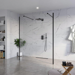 Fortifura Galeria Vrijstaande Inloopdouche - 160x200cm - Helder - antikalk - 8mm veiligheidsglas - 2 zijwanden 40cm - wandsteunen en hoekprofielen - Zwart mat SW993098