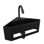 Wiesbaden Julia hoekfonteinset solid surface mat zwart 35x35x16 incl. Victoria luxe fonteinkraan mat zwart SW793390