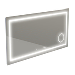 Thebalux spiegel model I 140x75 aluminium geïntegreerde lichtbaan rondom in spiegel voorzien van LED indirecte LED onderzijde Bluetooth touchschakeling spiegelverwarming verlichte vergrootspiegel en stopkontact SW716331