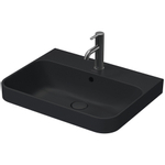 Duravit HappyD 2 Plus opbouwwastafel met kraangat met overloop 60x46cm met keramisch push-open ventiel m. WG mat antraciet SW358154