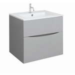 Crosswater Glide II Wastafelonderkast - 60x45x52cm - 2 lades - greeploos - Storm Grey SW876229