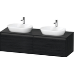 Duravit Ketho 2 wastafelonderbouwkast incl. consoleplaat met 2 laden voor dubbele waskommen 160x55x45.9cm met handgrepen antraciet eiken zwart mat SW772846