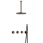 Hotbath Cobber IBS70 Regendoucheset inbouw - 30cm plafondarm - 30cm ronde hoofddouche - staafhanddouche - verouderd messing SW677601