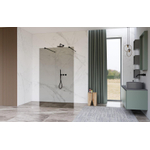 Fortifura Galeria Vrijstaande Inloopdouche - 100x200cm - Rookglas - antikalk - 8mm veiligheidsglas - wandsteunen - Zwart mat SW976637