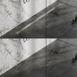 Brauer Douchegoot - 200x7x6.7cm - ondiepe vloerflens - zijuitloop - tegelinlegrooster omkeerbaar - RVS SW110918