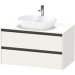 Duravit Ketho 2 wastafelonderbouwkast incl. consoleplaat met 2 laden 100x55x56.8cm met handgrepen antraciet wit supermat SW772742