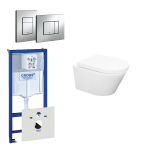 Wiesbaden Vesta Spoelrandloos toiletset bestaande uit inbouwreservoir, toiletpot met softclose toiletzitting en bedieningsplaat chroom SW110947
