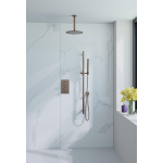 Fortifura Calvi Inbouw Regendoucheset - thermostatisch - plafondarm - glijstang - 25cm hoofddouche - staaf handdouche - gladde doucheslang - Geborsteld koper PVD (Koper) SW1233146