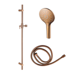 Fortifura Calvi glijstangset met ronde handdouche, metalen doucheslang geborsteld koper SW1239441