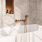 Brauer Copper Edition Badkraan Inbouw - douchegarnituur - 20cm uitloop - met inbouwdeel - 3 gladde knoppen - handdouche rond 3 standen - PVD - geborsteld koper SW374501