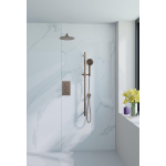 Fortifura Calvi Inbouw Regendoucheset - thermostatisch - wandarm - glijstang - 25cm hoofddouche - ronde handdouche - gladde doucheslang - Geborsteld koper PVD (Koper) SW1233160