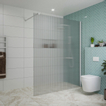 Fortifura Galeria inloopdouche - 160x200cm - ribbelglas - wandarm - mat wit SW877026