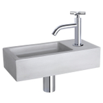 Differnz Ravo fonteinset - 38.5x18.5x9cm - Rechthoek - 1 kraangat - Gebogen chromen kraan - beton lichtgrijs SW705512