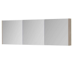 INK SPK1 Spiegelkast - 180x14x60cm - 3 deuren - dubbelzijdige Spiegel - schakelaar en stopcontact - MFC Ivoor eiken SW798152