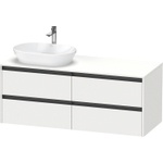 Duravit Ketho 2 wastafelonderbouwkast incl. consoleplaat met 4 laden voor waskom links 140x55x56.8cm met handgrepen antraciet wit mat SW772290