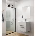 Adema Prime Essential Badkamermeubelset - 60x55x46cm - 1 rechthoekige wasbak wit - 1 kraangat - 2 lades - rechthoekige spiegel - mat cotton (beige) SW924989