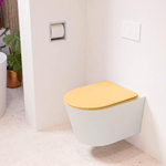 MONDIAZ LAVIE wandclosetpack - 36x53cm - diepspoel - rimless - Linen (offwhite) - softclose - quick-release - toiletzitting - Ocher (geel) SW1208666