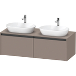 Duravit Ketho 2 wastafelonderbouwkast incl. consoleplaat met 2 laden voor dubbele waskommen 140x55x45.9cm met handgrepen antraciet basalt mat SW771989