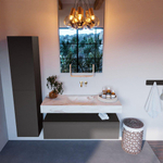 MONDIAZ ALAN - DLUX Badkamermeubelset - 120cm - onderkast - Dark grey - 1 lade - vrijhangende wastafel - wasbak midden - 0 kraangaten - Frappe SW805168