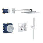 GROHE SmartControl Regendoucheset Inbouw - hoofddouche rechthoekig 31cm - 2 functies - handdouche staaf 1 stand - chroom SW108058