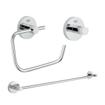 GROHE Essentials accessoireset 3-delig met handdoekhouder, handdoekhaak en toiletrolhouder zonder klep chroom SW529085