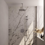 BRAUER Chrome Edition thermostatische Inbouw Regendouche - 3-weg - rond - set 90 - 30cm hoofddouche - plafondarm - staaf handdouche - doucheslang - geïntegreerde glijstang - chroom SW1158991