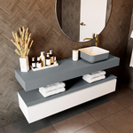 Mondiaz TOP 30 Vrijhangend Topblad - 150x30x12cm - geschikt voor waskom - Solid surface - Plata SW1022823