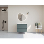 HR badmeubelen Infinity XXL 3D Badkamermeubelset - 80 cm - 1 keramische wasbak gala wit - 1 kraangat - 2 lades - mat petrol SW863456