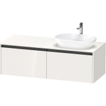 Duravit Ketho 2 wastafelonderbouwkast incl. consoleplaat met 2 laden voor waskom rechts 140x55x45.9cm met handgrepen antraciet hoogglans wit SW772916