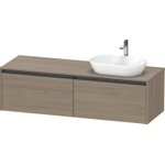Duravit Ketho 2 wastafelonderbouwkast incl. consoleplaat met 2 laden voor waskom rechts 160x55x45.9cm met handgrepen antraciet eiken terra mat SW773022