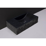 Forzalaqua Venetia fonteinbak 40x22x10cm wasbak Rechts 0 kraangaten Natuursteen Graniet gezoet & gekapt SW369926