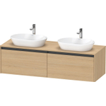 Duravit Ketho 2 wastafelonderbouwkast incl. consoleplaat met 2 laden voor dubbele waskommen 160x55x45.9cm met handgrepen antraciet natuur eiken mat SW772769