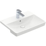 Villeroy & Boch Avento voorbouwwastafel 55x36cm 1 kraangat met overloop wit SW106444