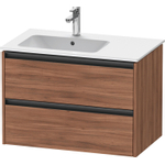 Duravit Ketho 2 wastafelonderbouwkast met 2 laden voor waskom links 81x48x54.9cm met grepen antraciet noten mat SW772422