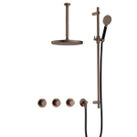 Hotbath Cobber IBS70 Regendoucheset inbouw - 30cm plafondarm - 30cm ronde hoofddouche - 3 standen handdouche - glijstang - verouderd messing SW677609