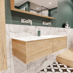 MONDIAZ LUSH Badkamermeubelset - 120cm - 2 lades - wastafel cloud - 2 wasbakken - 0 kraangaten - washed oak SW409388