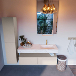 MONDIAZ ALAN - DLUX Badkamermeubelset - 130cm - onderkast - Linen - 2 lades - vrijhangende wastafel - wasbak rechts - 1 kraangat - Ostra SW807197