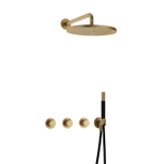 Hotbath Cobber IBS70 Regendoucheset inbouw - 38.5cm wandarm - 30cm ronde hoofddouche - staafhanddouche - geborsteld messing SW677654