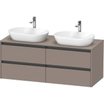 Duravit Ketho 2 wastafelonderbouwkast incl. consoleplaat met 4 laden voor dubbele waskommen 140x55x56.8cm met handgrepen antraciet basalt mat SW772683