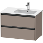 Duravit Ketho 2 wastafelonderbouwkast met 2 laden voor waskom rechts 81x48x54.9cm met grepen antraciet basalt mat SW771885
