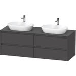 Duravit Ketho 2 wastafelonderbouwkast incl. consoleplaat met 4 laden voor dubbele waskommen 160x55x56.8cm met handgrepen antraciet grafiet mat SW772357