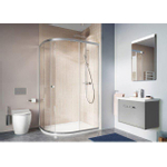 Crosswater Clear 6 kwartronde douchecabine met 1 schuifdeur 80x120x195cm 6mm helder veiligheidsglas zilver SW487127