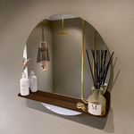 Mondiaz SPOT Badkamerspiegel - rond 70cm - spiegelplanchet - kleur Rust SW1235602