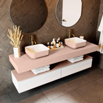 Mondiaz TOP 51 Vrijhangend Topblad - 180x51x12cm - geschikt voor waskom - Solid surface - Rosee SW1021351