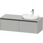 Duravit Ketho 2 wastafelonderbouwkast incl. consoleplaat met 2 laden voor waskom rechts 140x55x45.9cm met handgrepen antraciet betongrijs mat SW771977
