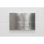 QeramiQ Push metal Bedieningsplaat RVS look met rechthoek dualflush frontbediening voor Geberit UP320 inbouwreservoir SW706195