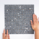 The Mosaic Factory Natural Stone mozaïektegel 1.5x1.5x0.6cm voor wand en vloer voor binnen en buiten marmer Nero Anticato SW66203