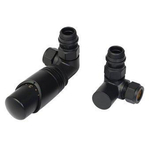 Comodesign radiator aansluitset universeel dubbel haaksincl. koppeling 15 en 16mmmet thermostaatknopmat zwart SW536555